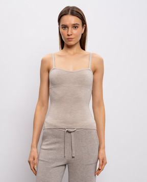 Max Mara Бежевый меланжевый топ EPICA с шерстью MXMEPICA