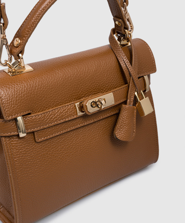 Gianni Notaro Коричневая кожаная сумка-сетчел DOLLARO 099DOLLAROORO изображение 4