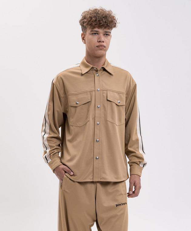 Palm Angels Бежева сорочка з вишивкою логотипа PAMBN002FB001 зображення 3