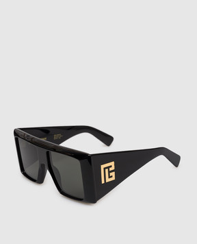 Balmain Чорні сонцезахисні окуляри B-Stage із золотом 18 карат BPS192A55