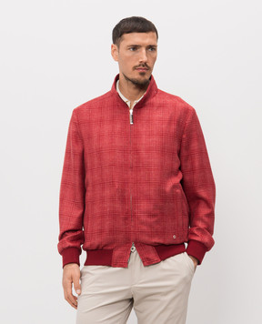Stefano Ricci Красная куртка в клетку из кашемира, шелка и льна MZJ6100020C169HA