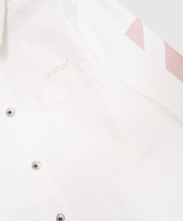 Off-White Дитяча біла джинсова сорочка з принтом емблеми 44GYD002S26D001 зображення 3