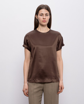Brunello Cucinelli Коричнева блуза із шовком M0C59DE310
