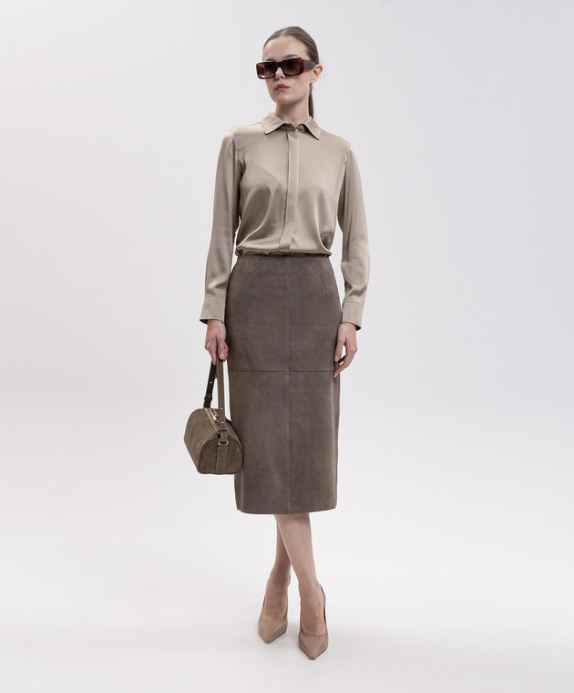 Max Mara Weekend Замшева спідниця PALMI кольору хакі WKDPALMI зображення 2