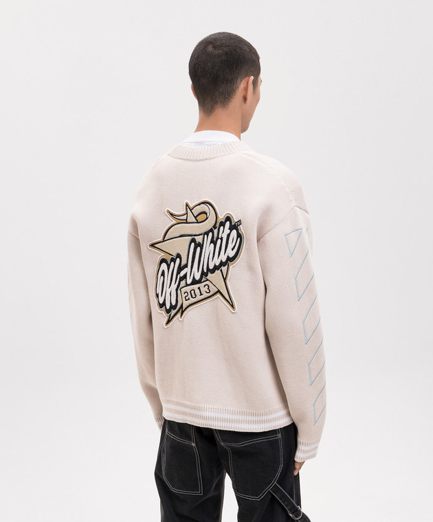 Off-White Бежевий кардиган з нашивками 44MHB019S26K001 зображення 4