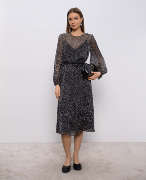 Max Mara Черное платье MSTCAMPO из шелка в горох MSTCAMPO