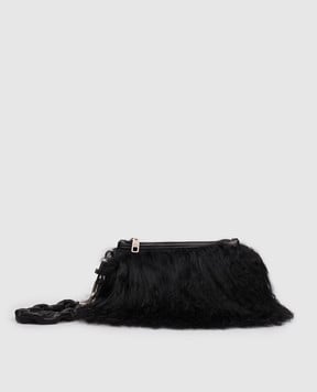 Dolce&Gabbana Черный кожаный клатч с мехом BI3436AW658