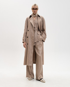 Brunello Cucinelli Коричневі штани з льоном з люрексом MH526P8884