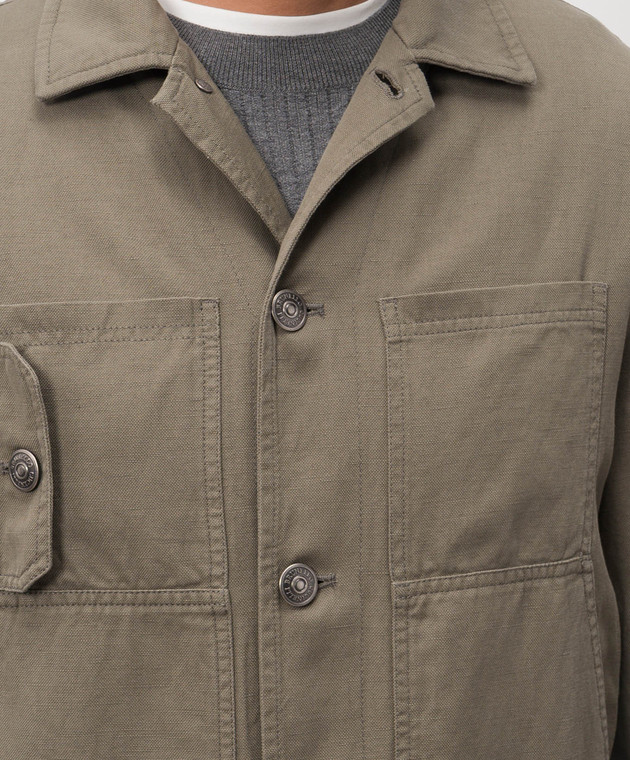 Brunello Cucinelli Куртка кольору хакі з льоном M544D6590P зображення 5