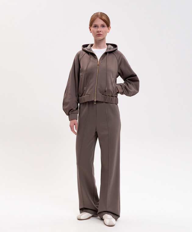 Moncler Коричневая спортивная куртка с нашивкой логотипа L20938G0001389A66 изображение 2