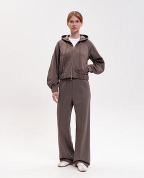 Moncler Коричневая спортивная куртка с нашивкой логотипа L20938G0001389A66