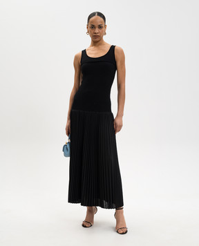 Juun.j Чорна сукня міді з плісуванням JW6371W045