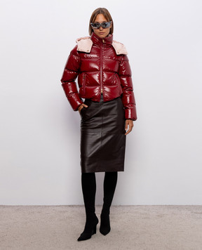Moncler Бордовый пуховик Niveole с нашивкой логотипа L20931A00031597EU