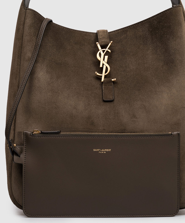 Saint Laurent Замшевая сумка цвета хаки LE 5À7 8505451U80W изображение 4