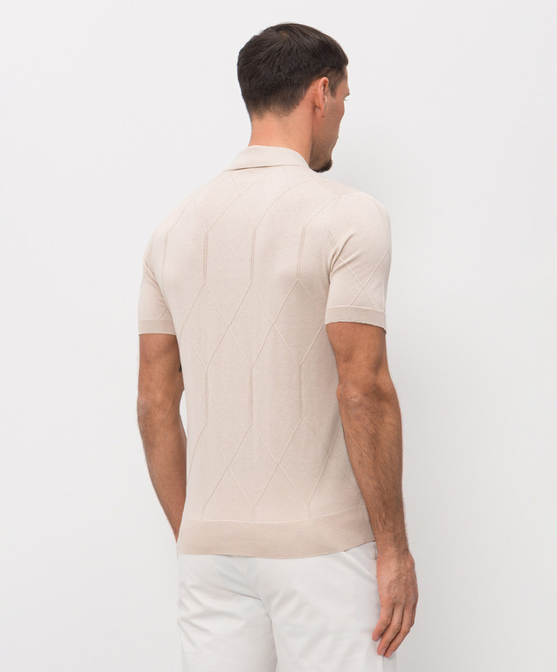 Enrico Mandelli Бежевое поло с геометрическим узором 3K007A5645 изображение 4