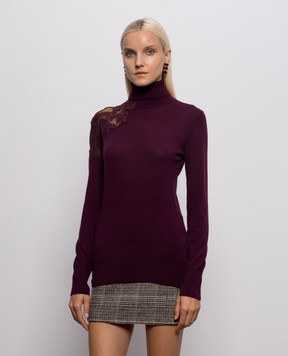 Ermanno Scervino Фиолетовый гольф из шерсти с кружевом D495M310EAPATL