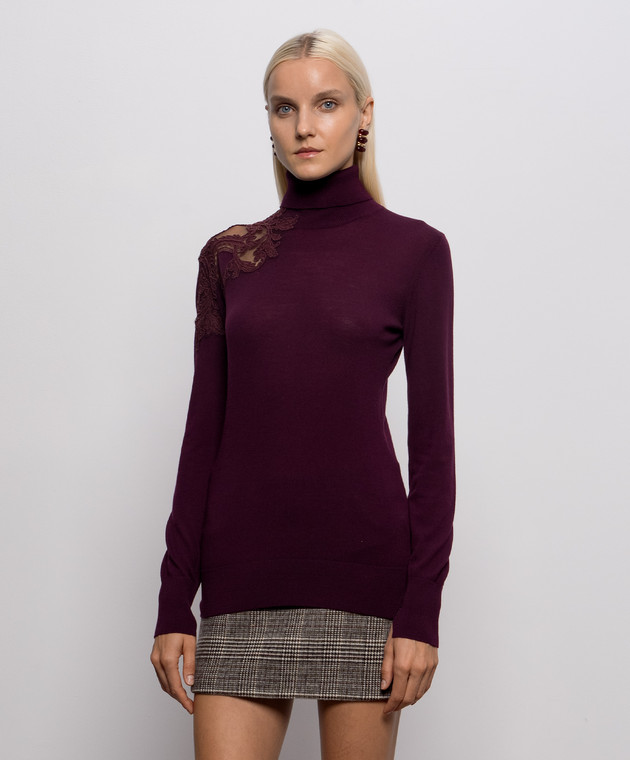 Ermanno Scervino Фиолетовый гольф из шерсти с кружевом D495M310EAPATL изображение 3