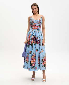 Dolce&Gabbana Блакитна сукня в квітковий принт F6TTHTHS5UU