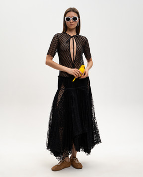 JW Anderson Чорна сукня з мережива з плісуванням DR0518PG1912