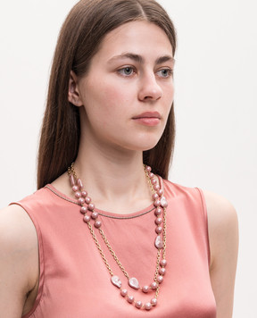 Dolman Bijoux Розовая цепочка-ожерелье с бусинами 75183