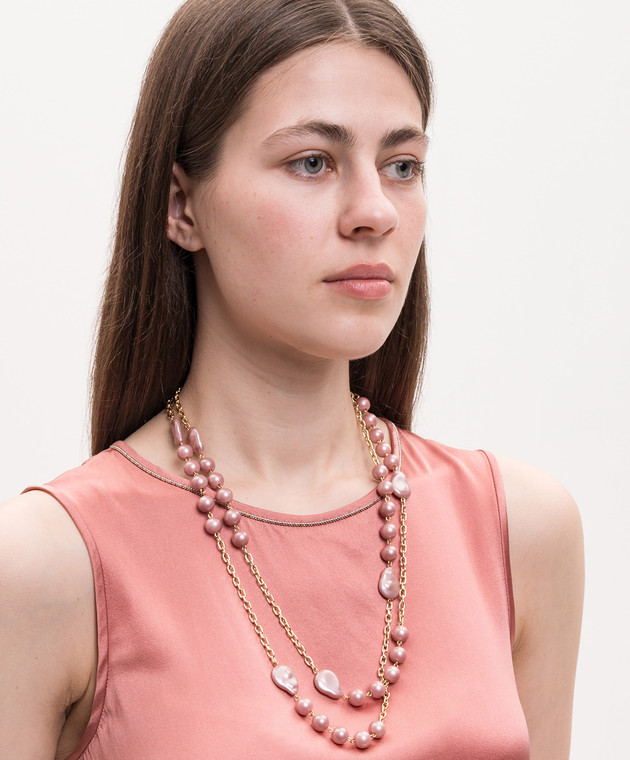 Dolman Bijoux Розовая цепочка-ожерелье с бусинами 75183 изображение 2