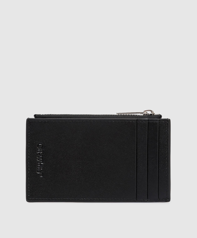 Off-White Чорний шкіряний картхолдер з принтом логотипа OMND09TC99LEA001 зображення 2