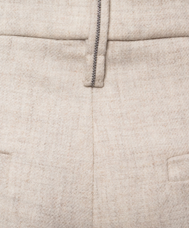 Brunello Cucinelli Бежевые брюки из шерсти и кашемира с отворотами MB162P8492 изображение 5