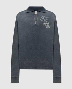 Off-White Синій лонгслів-поло з логотипом 44MAD00NF5F004