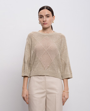 Peserico Бежевий ажурний джемпер з льоном A99053F039106A
