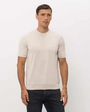 Bertolo Cashmere Футболка бежевого кольору з бавовни 902204002056
