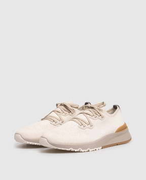 Brunello Cucinelli Кросівки бежевого кольору з логотипом MZUKISO250