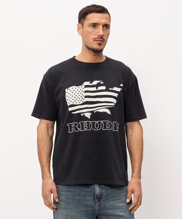 Rhude Черная футболка с принтом RHSS26TT08012 изображение 3