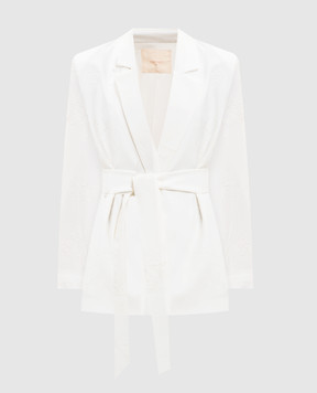 Twinset Жакет кольору айворі на запах з вишивкою 261TE2020