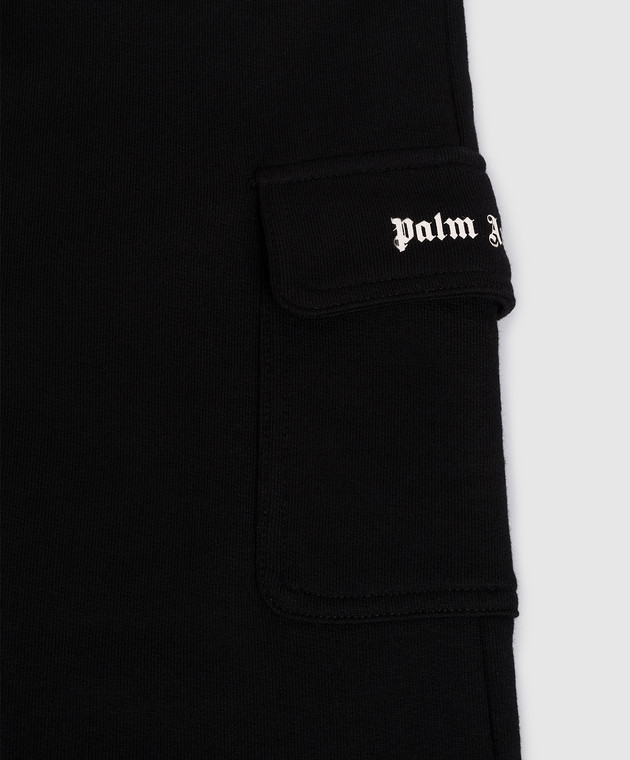 Palm Angels Дитячі чорні штани-карго з принтом логотипа PBCH016S26FLE001 зображення 3