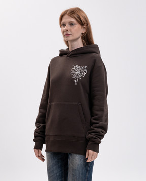 AMIRI Коричневые худи с кристаллами AM426JR013