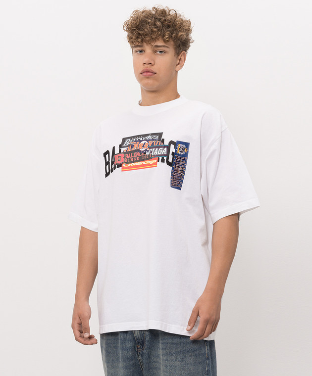Balenciaga Футболка цвета айвори с принтом 764235TUVS3 изображение 3