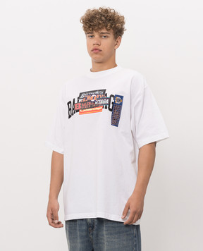 Balenciaga Футболка кольору айворі з принтом 764235TUVS3