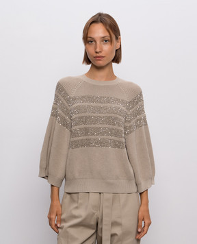 Brunello Cucinelli Коричневый джемпер с узором полоска M58734710P