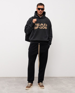 Fear of God Чорне худі з логотипом з вінтажним ефектом FG25FW1212102BHF