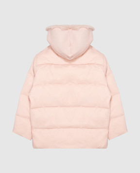 Yves Salomon Enfant Детский розовый пуховик с мехом кролика 27WEM009XXDOXW