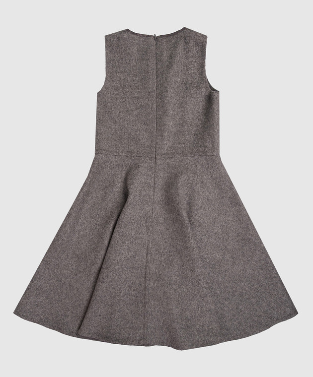 Brunello Cucinelli Дитяча сіра сукня з вовни з ланцюжком моніль BD565A407C зображення 2