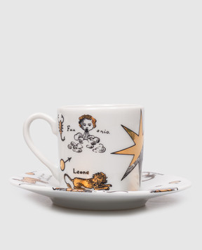 Fornasetti Белая фарфоровая чашка для кофе с блюдцем Astronomici P20Z300