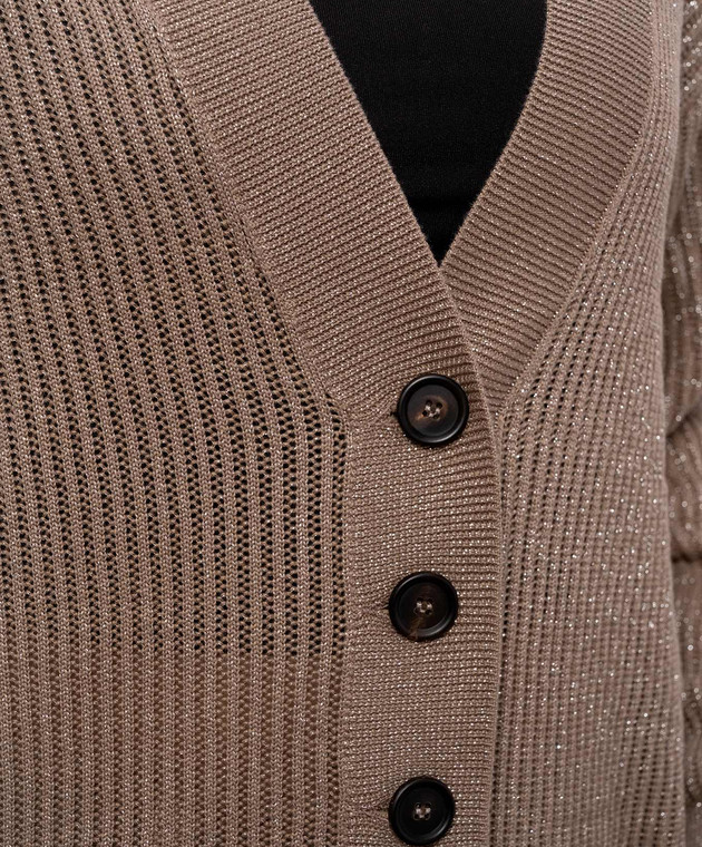 Brunello Cucinelli Коричневый кардиган с люрексом MST258306 изображение 5