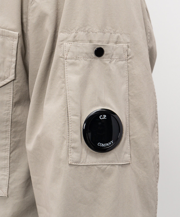 C.P. Company Бежевая рубашка на молнии с логотип патч MOS156A110143G изображение 5