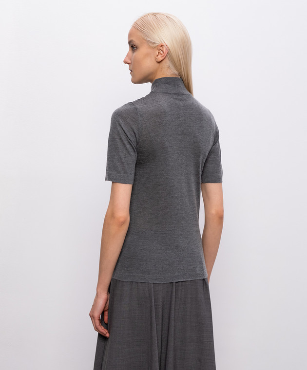 Brunello Cucinelli Темно-серый меланжевый топ из кашемира и шелка M13800004P изображение 4