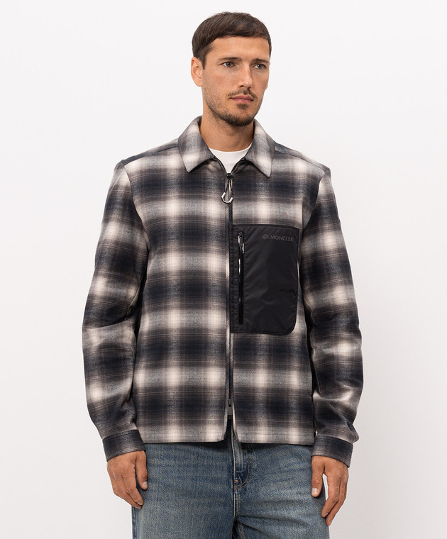Moncler Пухова куртка Cornisello в стилі сорочки в клітинку L20911A00095599R9 зображення 3