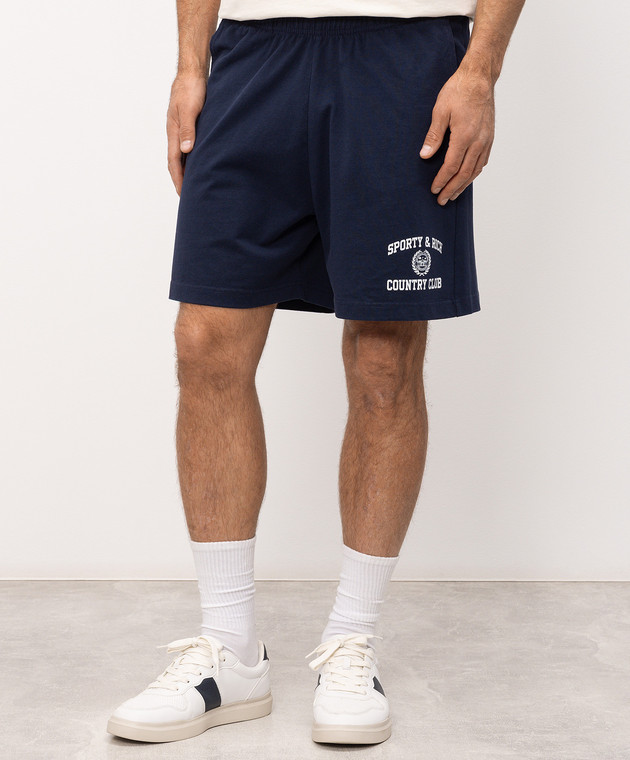 Sporty & Rich Синие шорты с принтом логотипа SH03976218BL106 изображение 3
