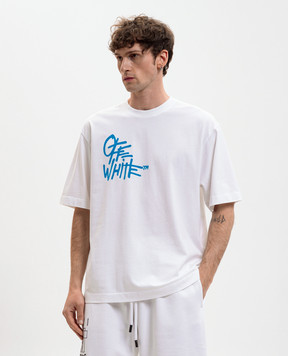 Off-White Белая футболка с брендовым принтом 44MAA120S26J00F