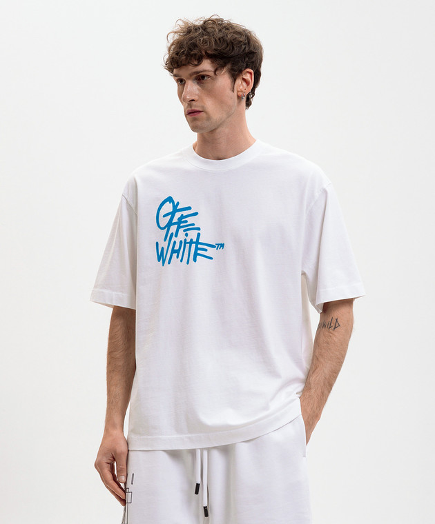 Off-White Біла футболка з брендовим принтом 44MAA120S26J00F зображення 3