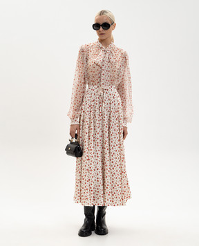 Dolce&Gabbana Біла спідниця міді із шовку в принт F4DBGTFSA79